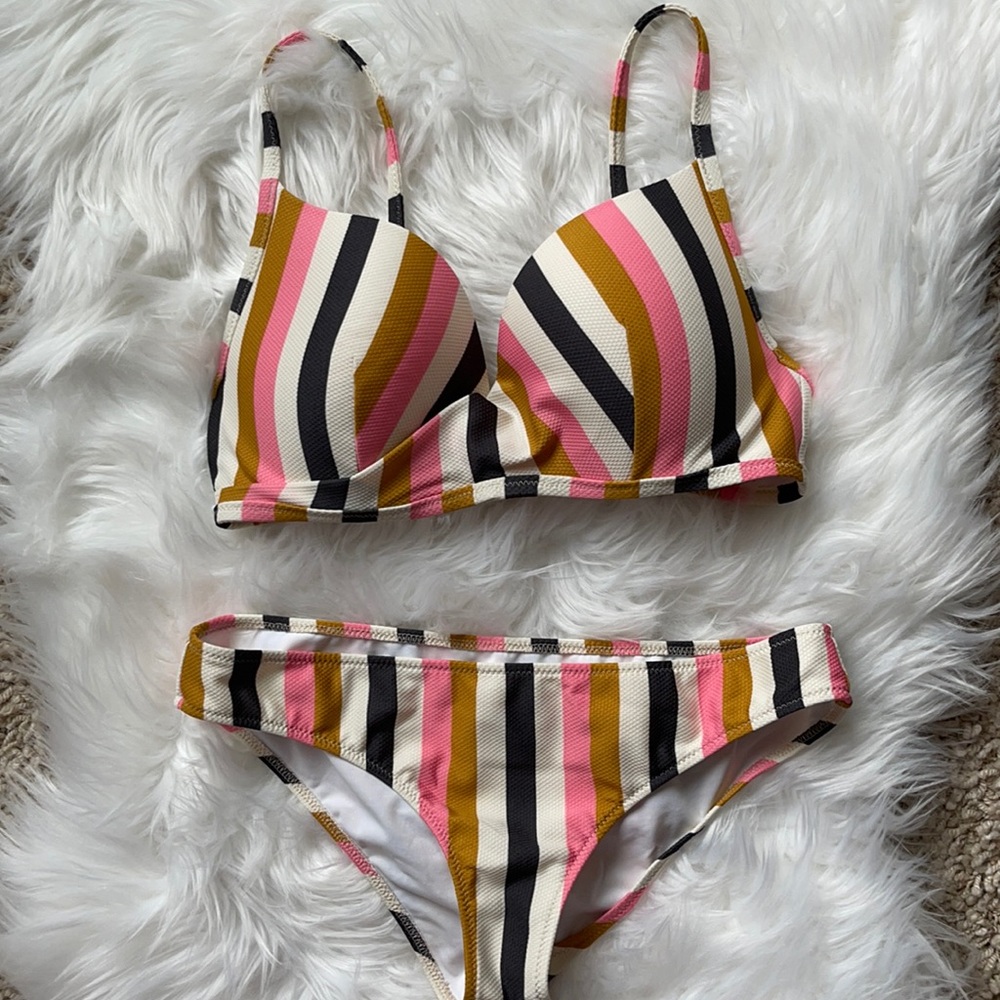Multi color striped bikini